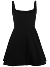 Theory Flared Square Neck Mini Dress In Black