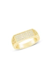 Sterling Forever 14k Plated Cz Noreen Signet Ring In Gold