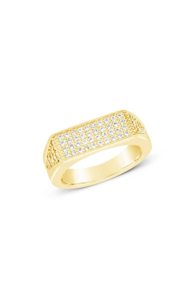 Sterling Forever 14k Plated Cz Noreen Signet Ring In Gold