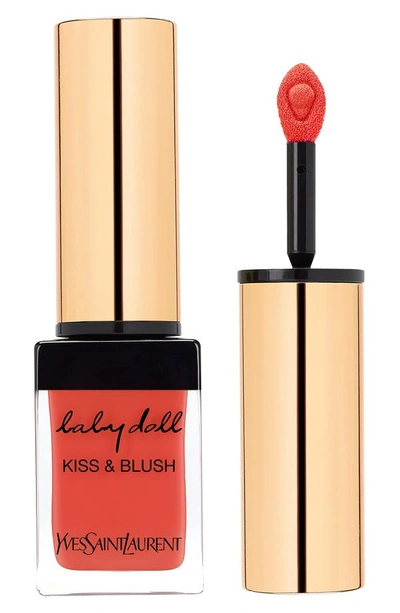 Saint Laurent Baby Doll Kiss & Blush Lips & Cheeks 04 Orange Fougueux 0.33 oz/ 10 ml