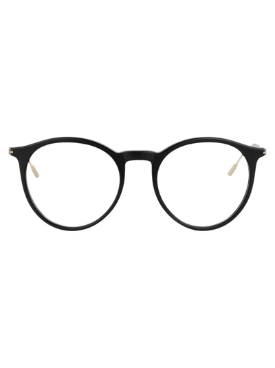Gucci Round-frame Optical Glasses In 001 Black Gold Transparent