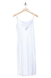 Bebe Satin Cowl Neck Midi Dress In White