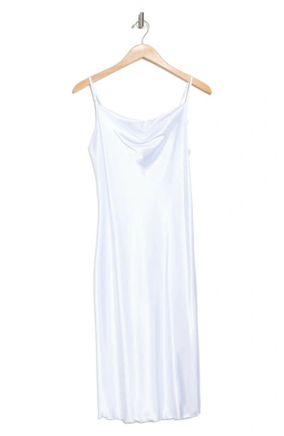 Bebe Satin Cowl Neck Midi Dress In White