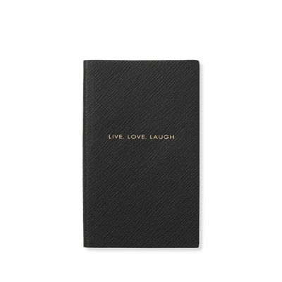 Smythson Live Love Laugh Panama Notebook In Black