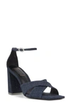 Black Suede Studio Women's Chelsea Denim High Heel Sandal In Dark Denim