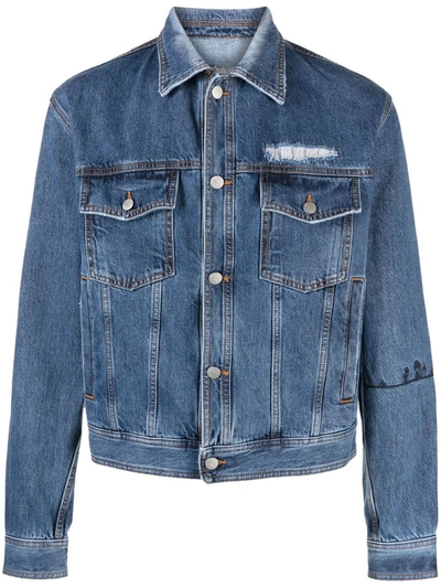 Nick Fouquet Embroidered-detail Denim Jacket In Blue