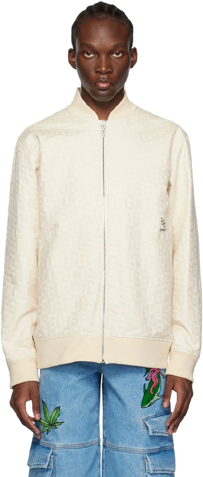 Gcds Monogram-jacquard Bomber Jacket In Off White