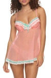 Black Bow 'ruffles Galore' Underwire Chemise & Hipster Briefs In Shell Gingham