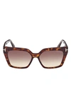 Tom Ford Winona 53mm Gradient Polarized Cat Eye Sunglasses In Shiny Dark Havana