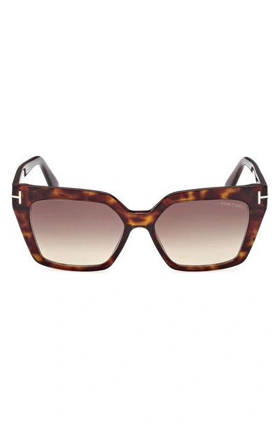 Tom Ford Winona 53mm Gradient Polarized Cat Eye Sunglasses In Havana/brown Gradient