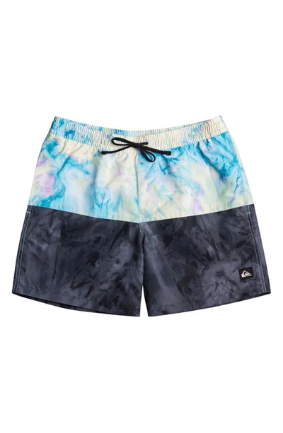 Quiksilver Kids' Logo Volley Recycled Polyester Swim Shorts In Midnight Navy