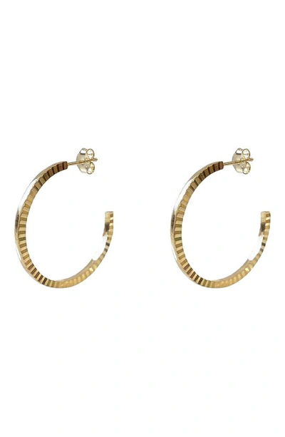 Argento Vivo Sterling Silver Diamond Cut Hoop Earrings In Gold