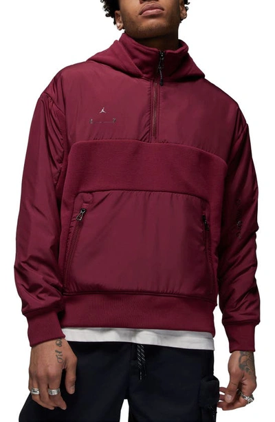 Jordan 23 Engineered Mixed Media Half Zip Hoodie In Cherrywood Red