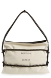 Bottega Veneta Quadronna Canvas & Leather Tote In Natural/ Black-silver