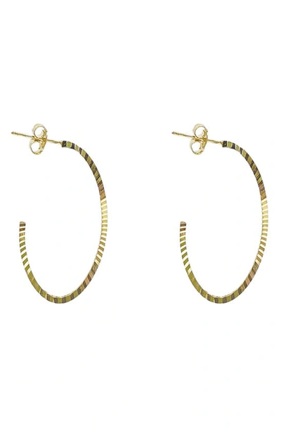 Argento Vivo Sterling Silver Diamond Cut Oval Hoop Earrings In Gold