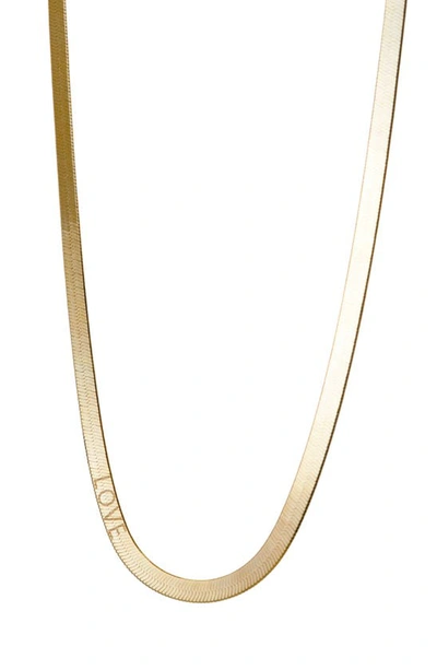 Argento Vivo Sterling Silver Love Herringbone Chain Necklace In Gold