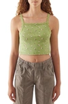 Bdg Urban Outfitters Rib Lace Edge Cotton Camisole In Ditsy Khaki