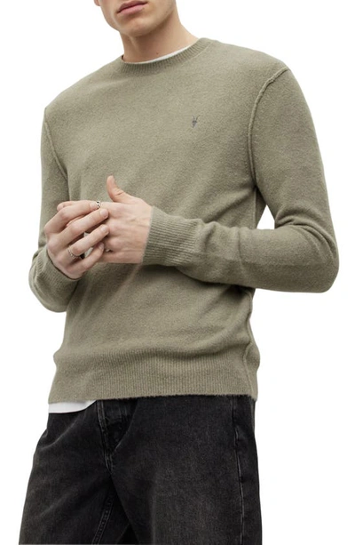 Allsaints Statten Wool Blend Jumper In Nettle Green Marl