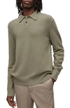 Allsaints Statten Long Sleeve Polo Sweater In Stone Taupe