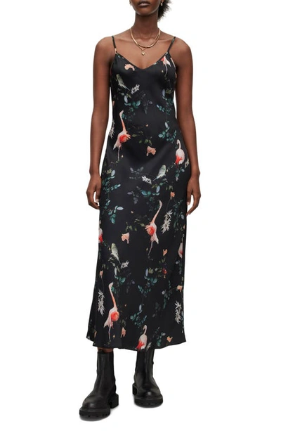 Allsaints Bryony Fabia Midi Slipdress In Black