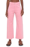 Pistola Penny High Waist Raw Hem Wide Leg Jeans In Flamingo