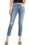 Pistola Jessie Ripped Mid Rise Relaxed Straight Leg Jeans In Harbor Distressed