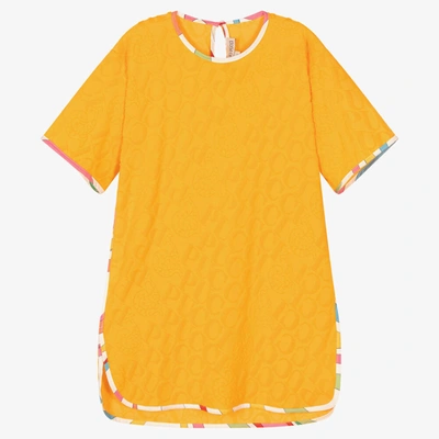 Emilio Pucci Babies' Girls Yellow Marmo Logo Dress