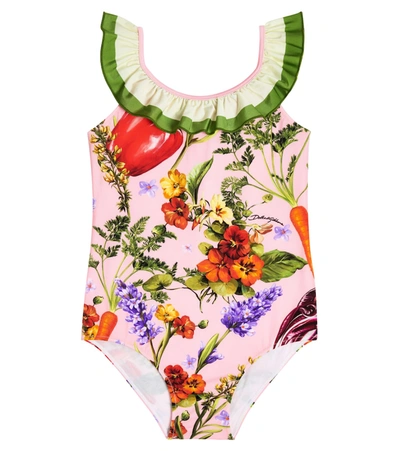 Dolce & Gabbana Babies' Girls Pink Vegetable Swimsuit