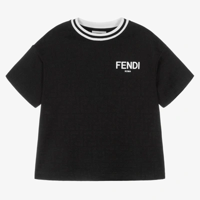 Fendi Black Jacquard Ff Logo T-shirt