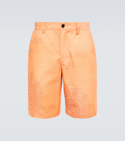 Jacquemus Le Short Tecido Printed Cotton Shorts In Orange