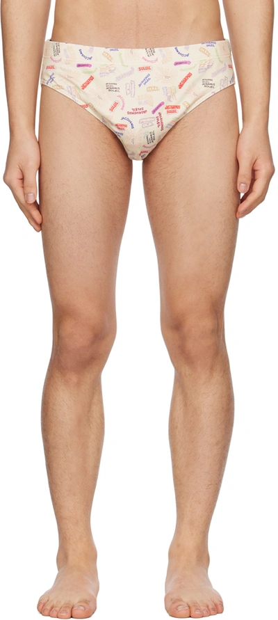 Jacquemus Beige Le Raphia 'le Slip De Bain' Swim Briefs In Multicolor