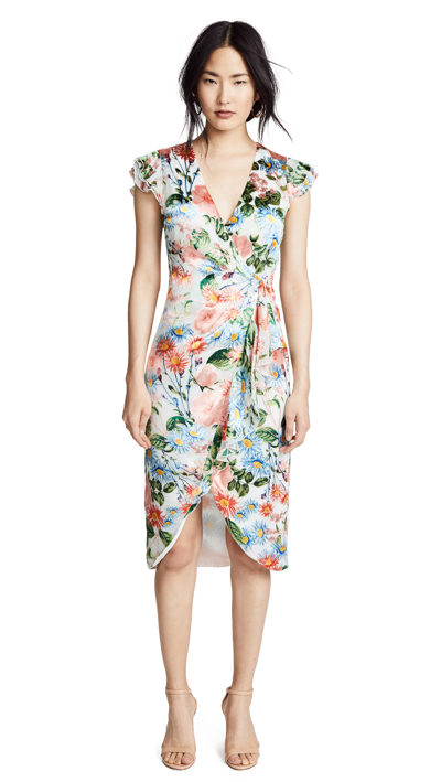 Alice And Olivia Garnet Floral-print Silk Wrap Dress In Floral Fields