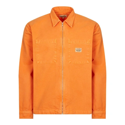 Stussy Washed Canvas Zip Shirt In Orange