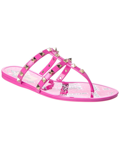 Valentino Garavani Rockstud Caged Rubber Sandal In Pink