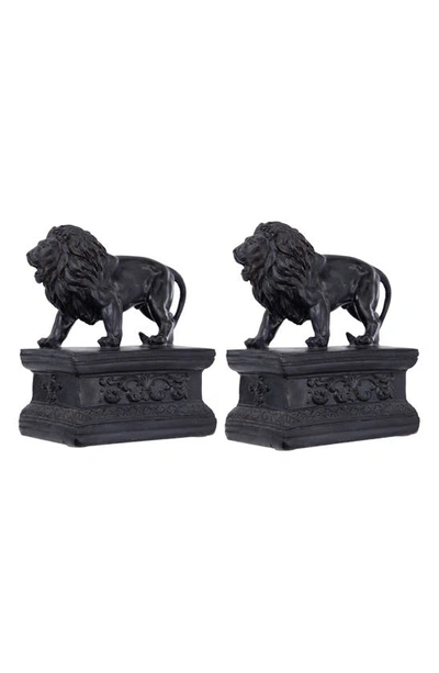 R16 Home Lion Bookends In Black