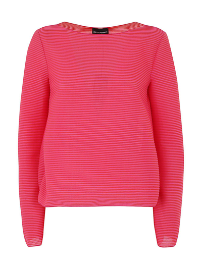 Emporio Armani Boat Neck Long Sleeves Jumper In Pink