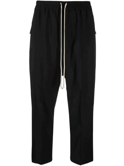 Rick Owens Drawstring Astaires Cropped Trouser In Nero