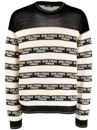 Balmain Logo Intarsia Sweater In Multicolor