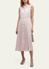 Lafayette 148 Sleeveless Pintuck Shirtdress In Pastel Pink