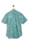Coastaoro Astor Printed Short Sleeve Shirt In Aster Seafoam
