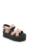 Dr. Martens Voss Ii Athena Leather Strap Platform Sandals In Peach Beige