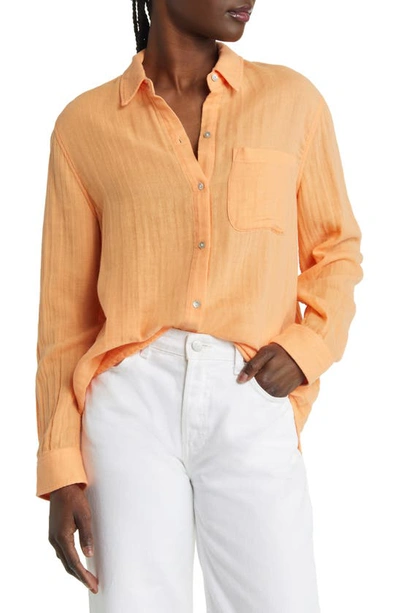 Rails Ellis Cotton Gauze Button-front Shirt In Papaya