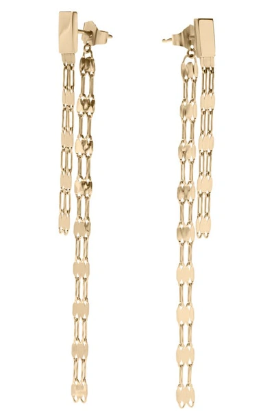 Lana Double Mega Blake Linear Front And Back Earrings In Yellow Gold