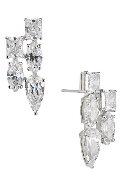 Nadri Invitation Only Mixed Cluster Earrings In Rhodium