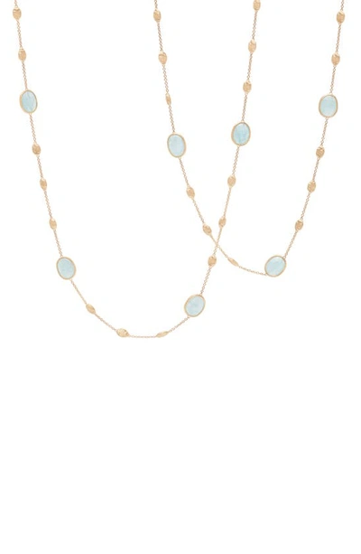 Marco Bicego 18k Yellow Gold Siviglia Aquamarine Beaded Strand Necklace, 36l In Blue/gold