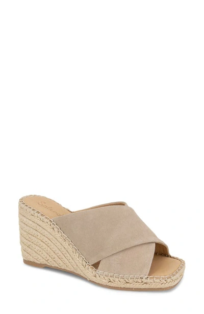 Splendid Women's Britt Square Toe Crossover Strap Espadrille Wedge Heel Sandals In Linen