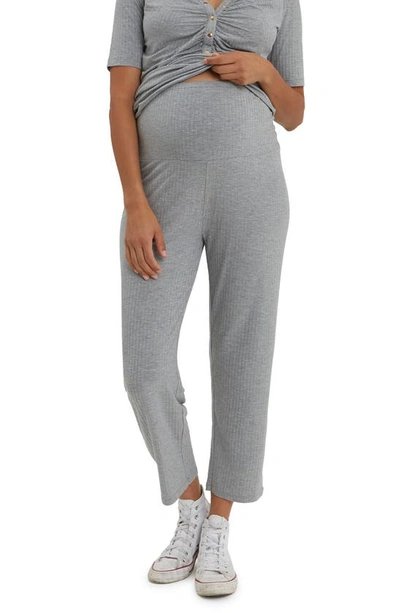 Nom Maternity Camilla Ribbed Maternity Trousers In Heather Grey