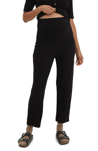 Nom Maternity Camilla Ribbed Maternity Trousers In Black