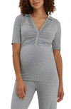 Nom Maternity Calista Ribbed Nursing Top In Heather Grey