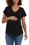 Nom Maternity V-neck Nursing Tee In Black